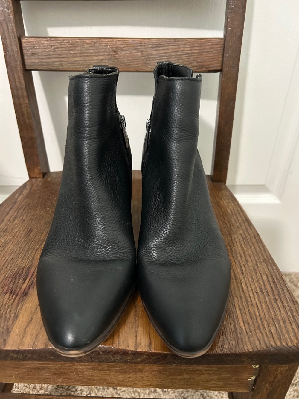 Franco Sarto Oreste Black Leather Cutout Ankle Booties